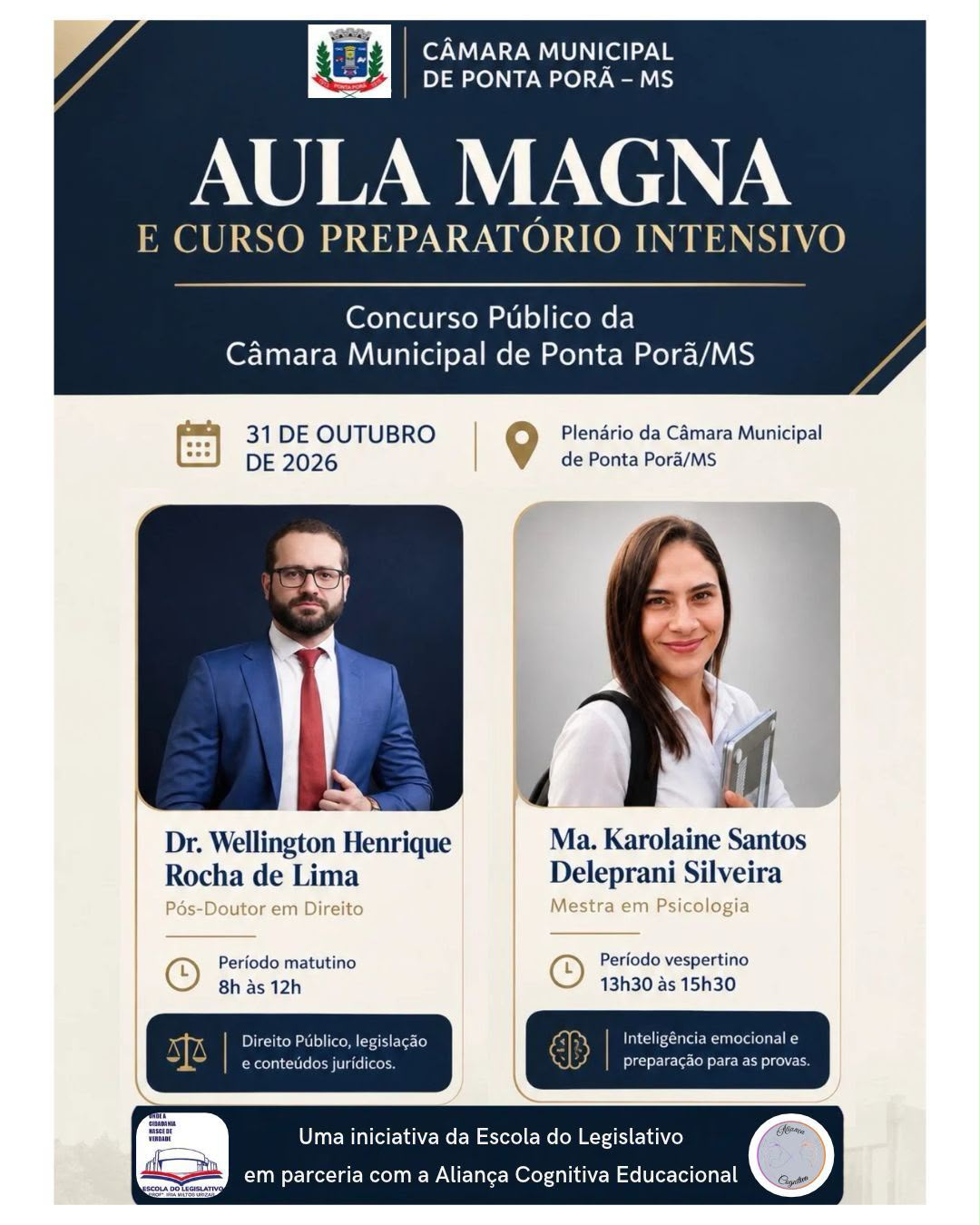 Câmara Municipal de Ponta Porã promoverá Aula Magna  e curso preparatório Intensivo para concurso público
